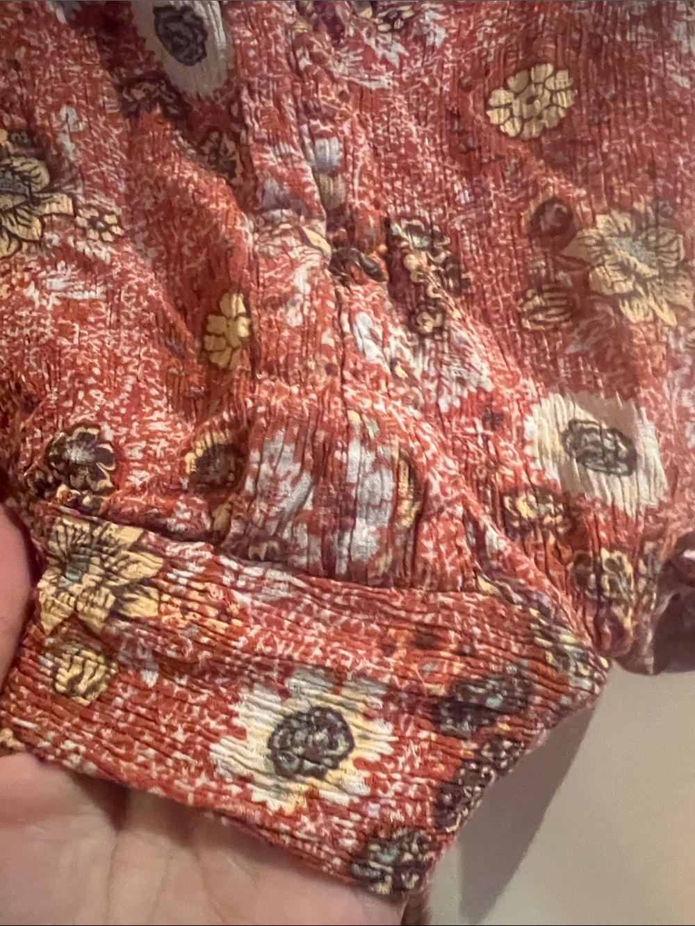 Nicole Miller Rust Floral Wrap Crop Top - Picture 5 of 8